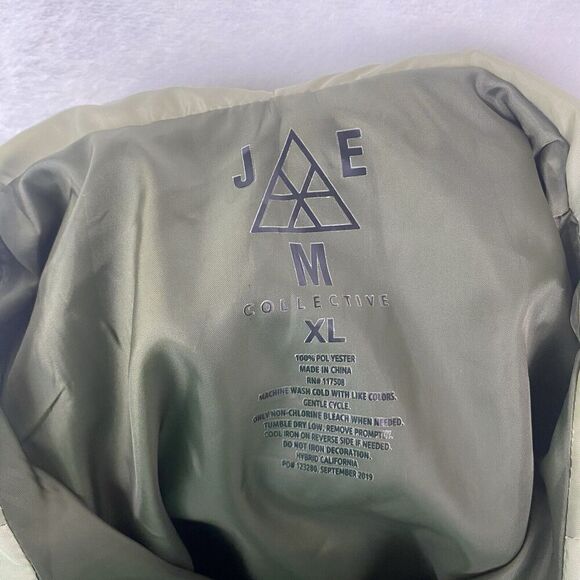 JEM Nasa Windbreaker Youth Extra Large Green Hooded Kangaroo Lightweight Pocket - Picture 7 of 7